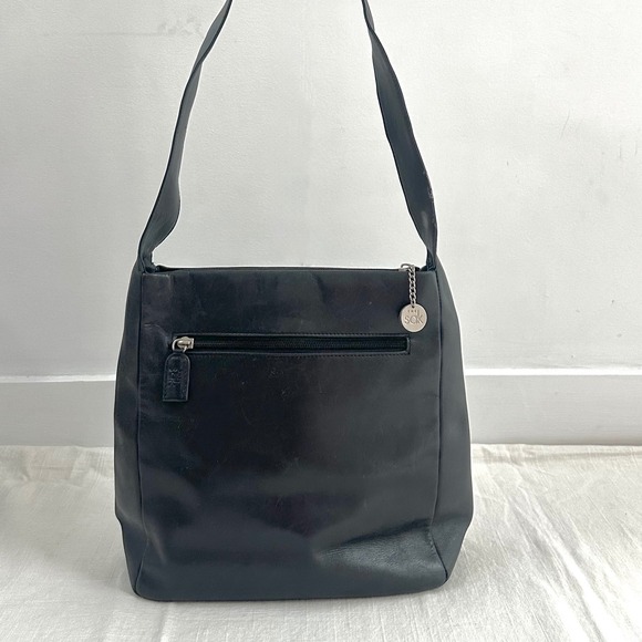The Sak Handbags - Vintage The Sak Leather Bag Early 1990s  Black  Soft Pebbled Leather Hamdbag 90s